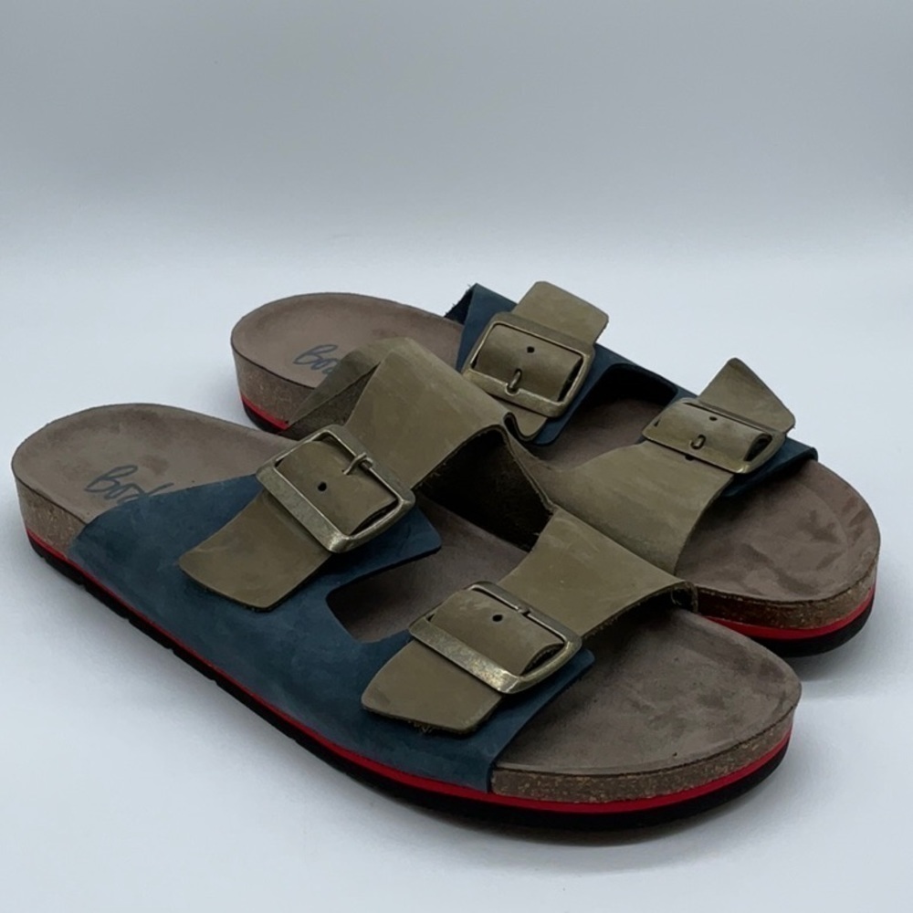 Boden Leather Double Strap Sandal navy/green